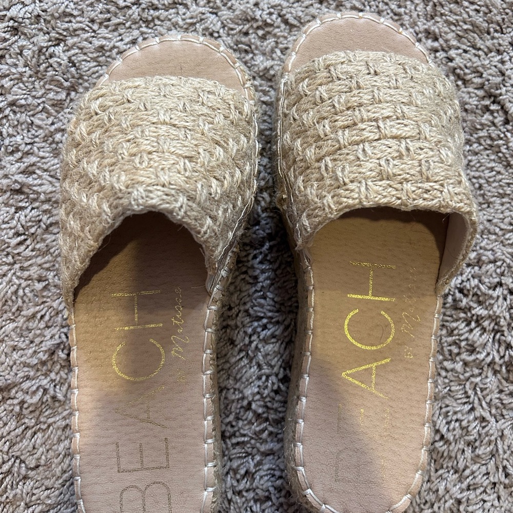 Women's Tan Woven Platform Sandals